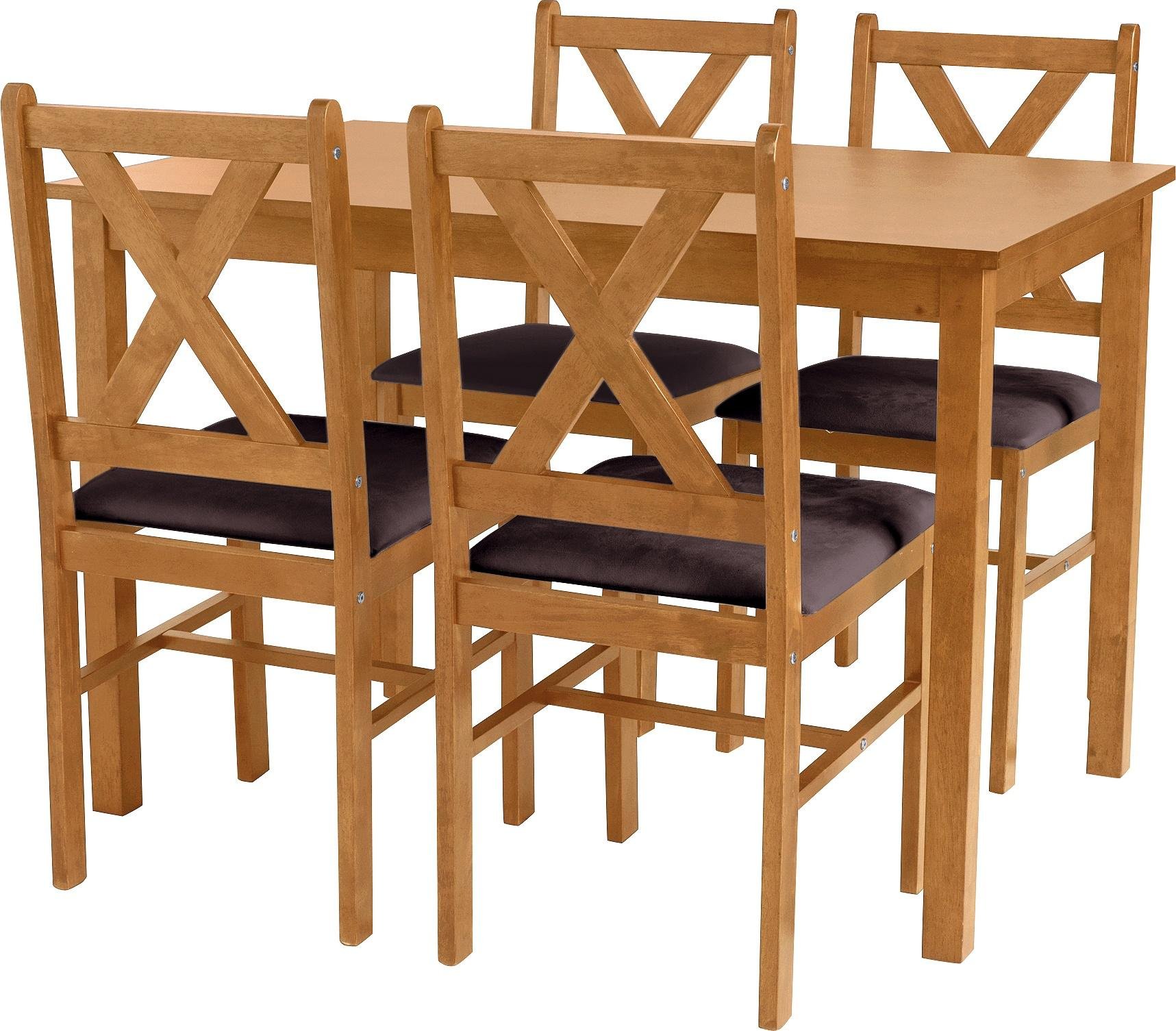 Argos Home Ava Solid Oak Dining Table & 4 Chairs - Chocolate