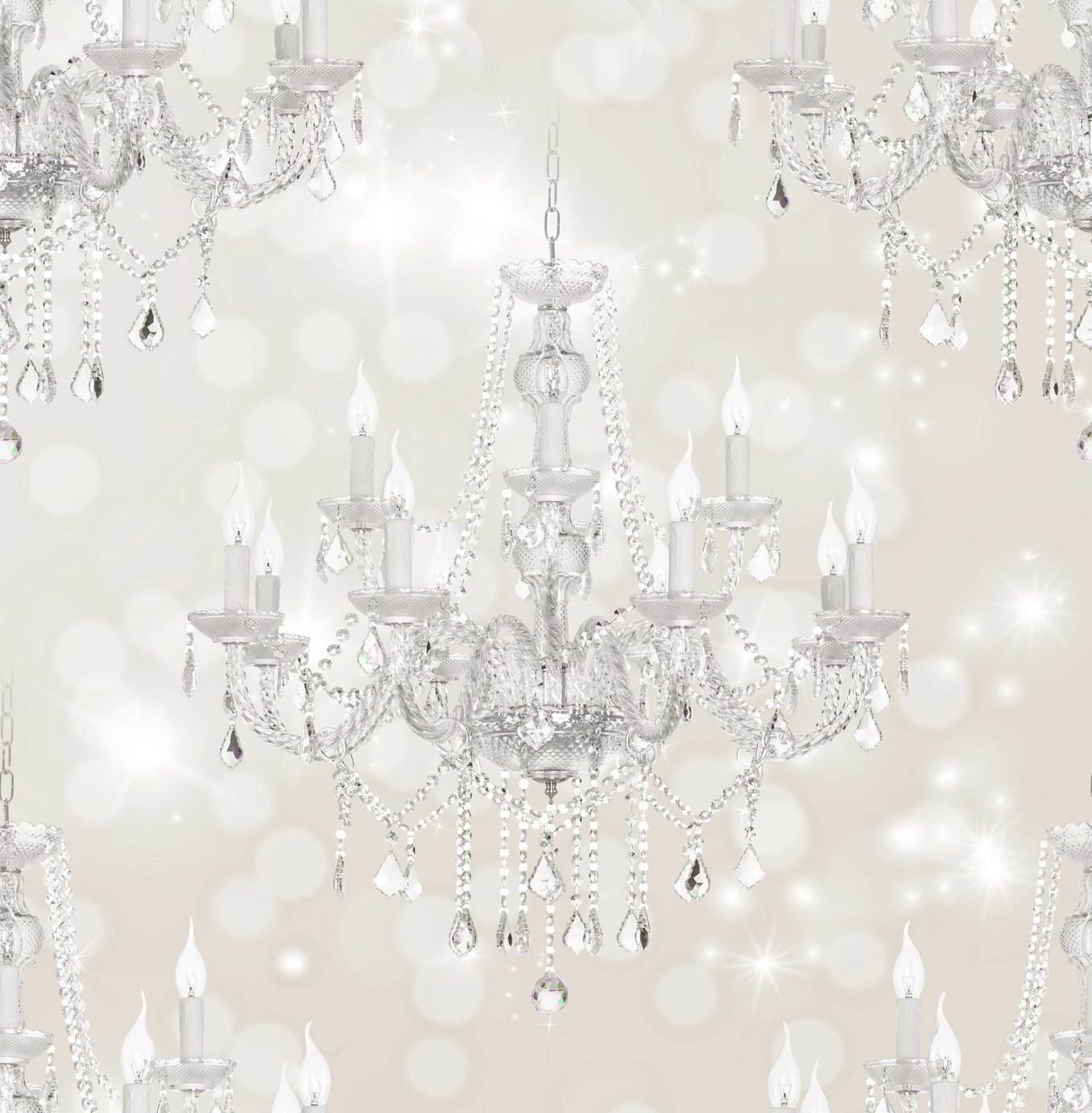 Sublime Chandelier Glitter Beige Wallpaper