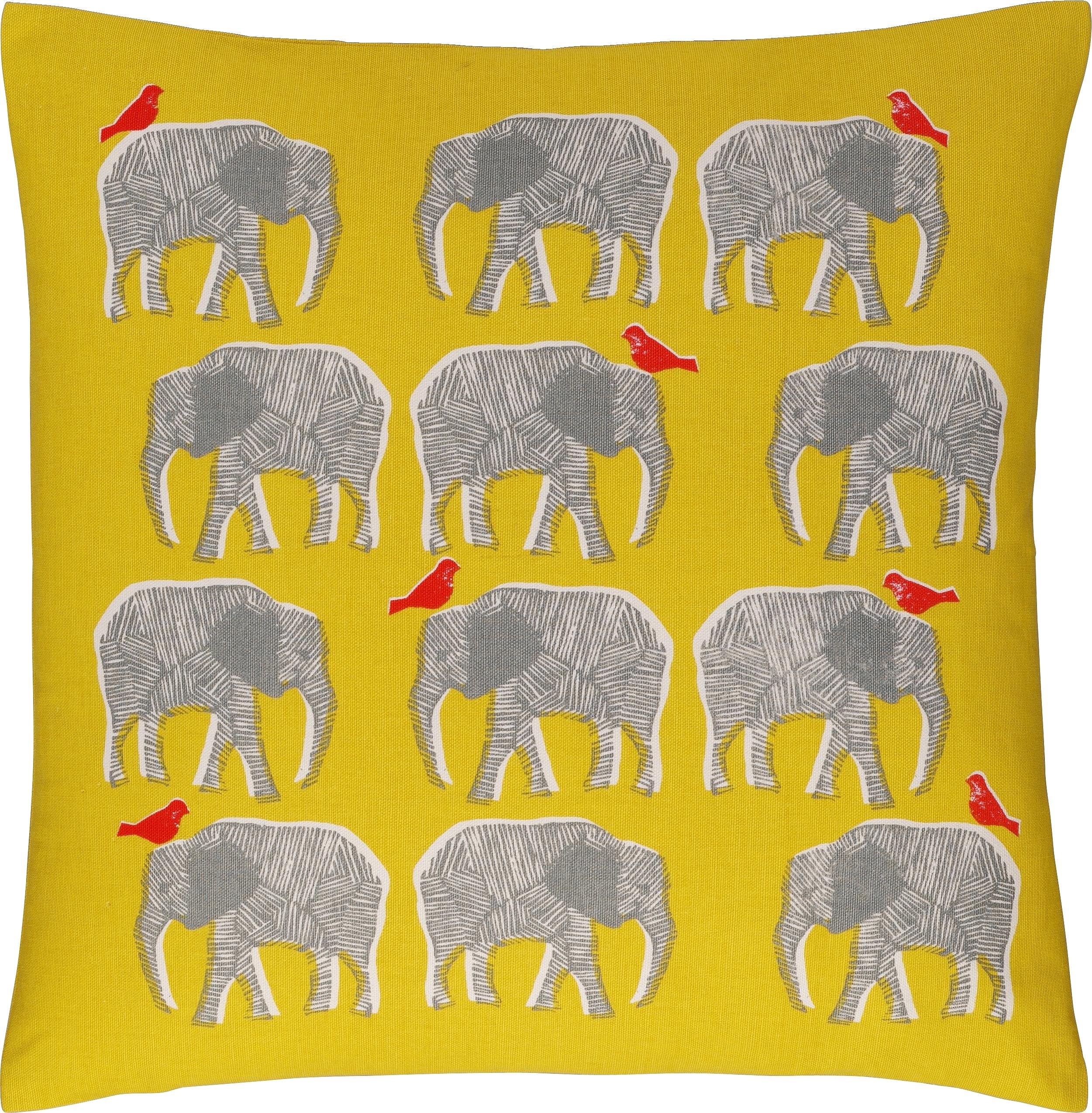 Habitat Topsy Elephant Pattern Cushion - Yellow