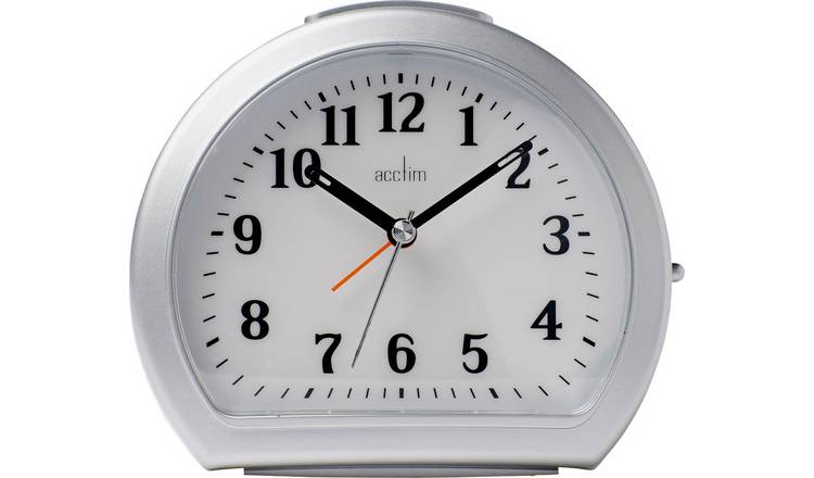 Acctim Smartlite Non Ticking Sweeper Silver Bold Clear Alarm Clock 1 year warran 