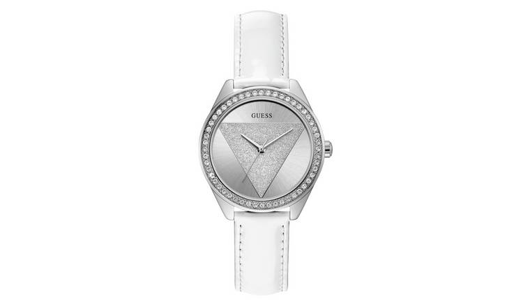 Buy Guess Ladies White Leather Strap Watch Womens Watches