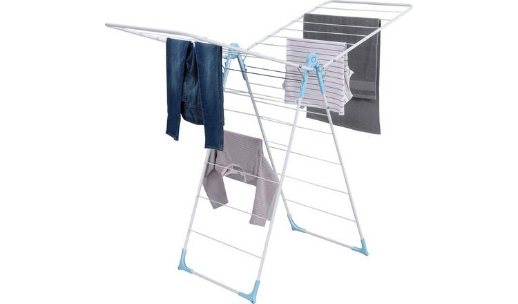 BigDean Winged Clothes Airer 20 m with Extra Thick Linens Made in Europe  Low-Wrinkle Drying Bridge Legs & Wheels Suitable for 2 Laundry Loads  Clothes