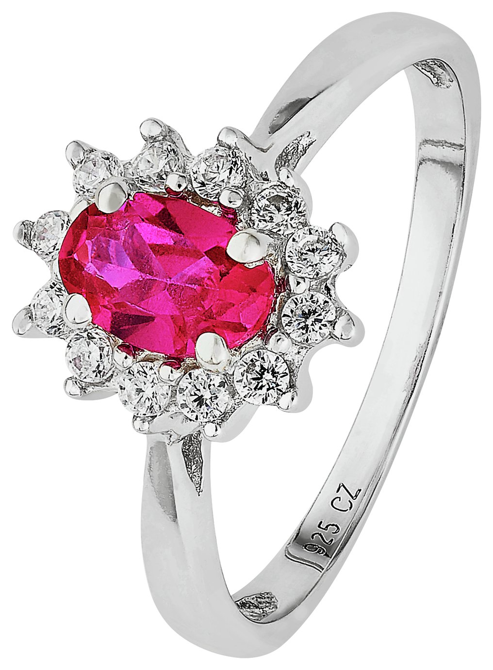 Revere Sterling Silver Red and White Cubic Zirconia Ring