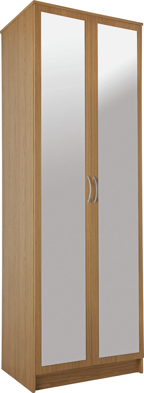 Argos Home Cheval 2 Door Mirrored Wardrobe - Oak Effect