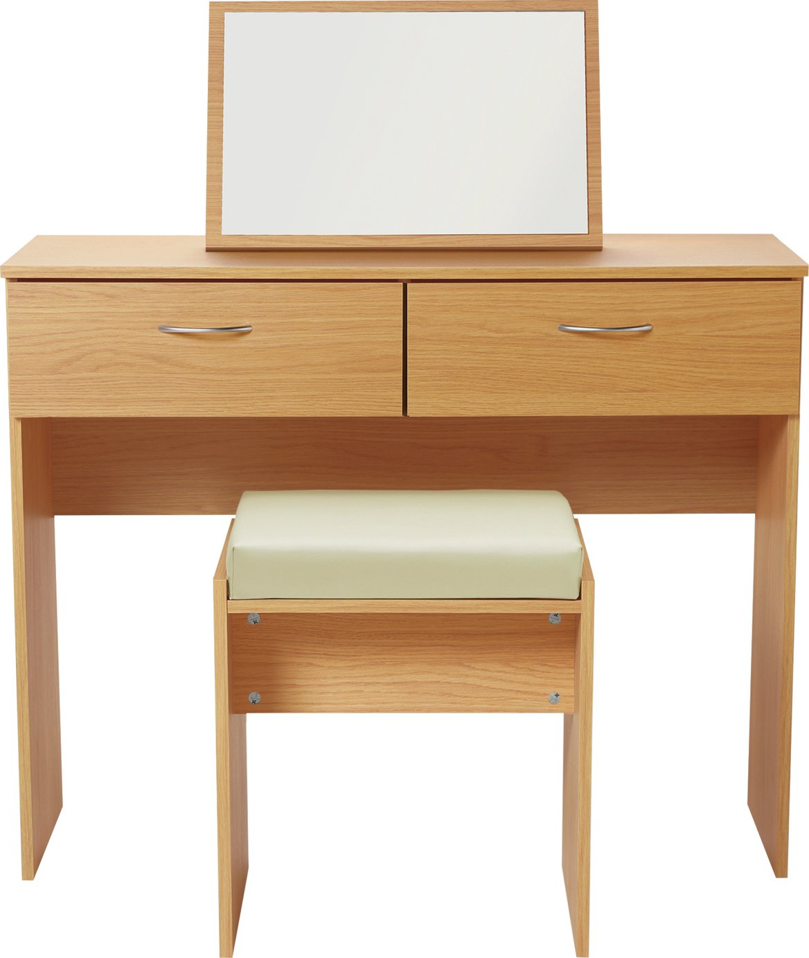 Argos Home Cheval Dressing Table Stool & Mirror - Beech Eff