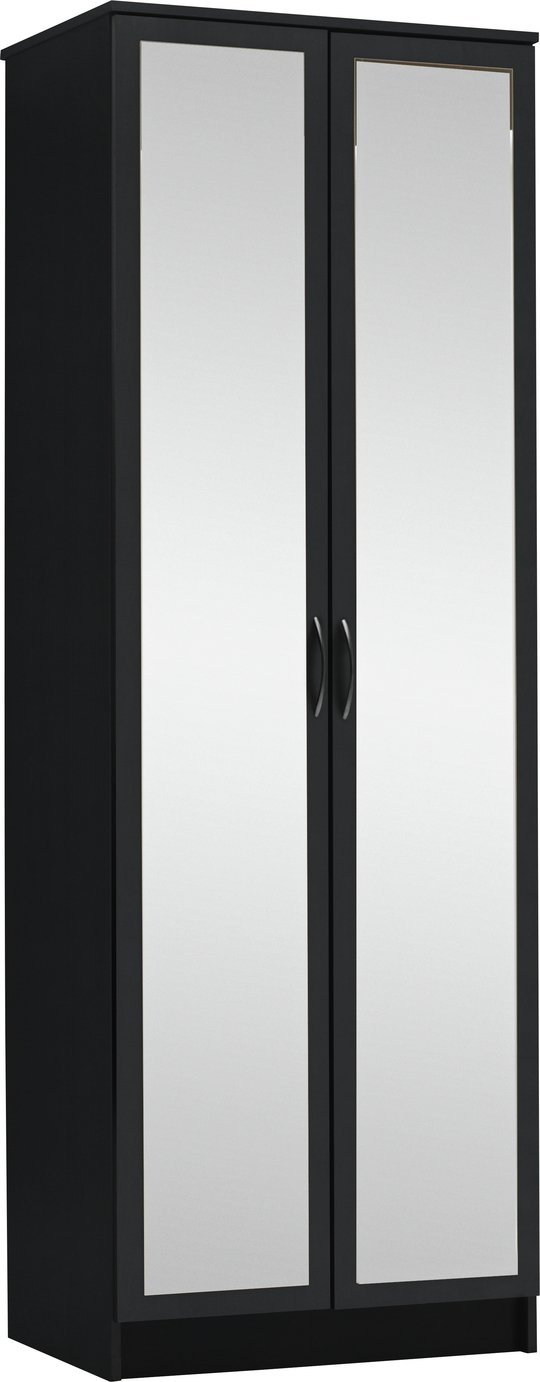 Argos Home Cheval 2 Door Mirrored Wardrobe - Black