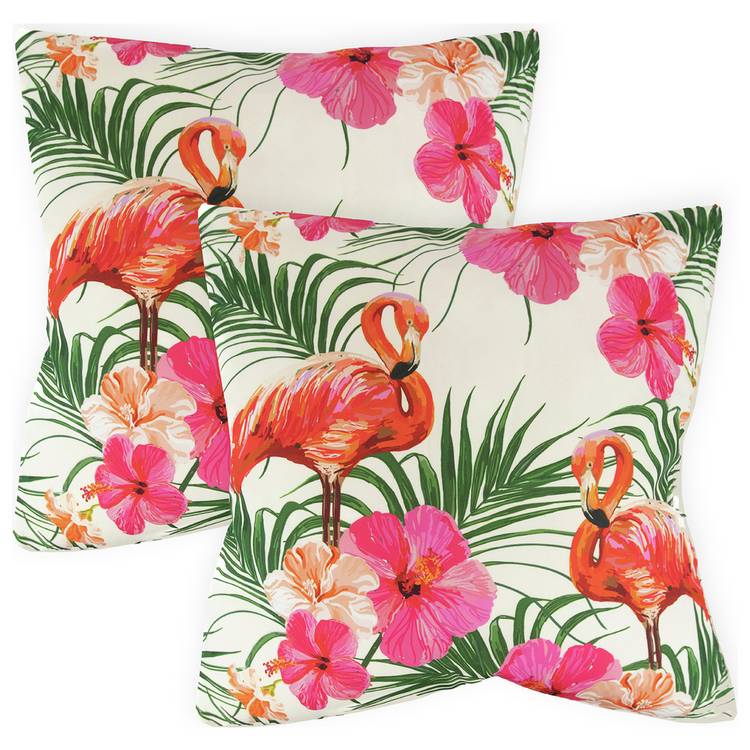 Streetwize Flamingo Print Outdoor Cushion - Pack of 4 0