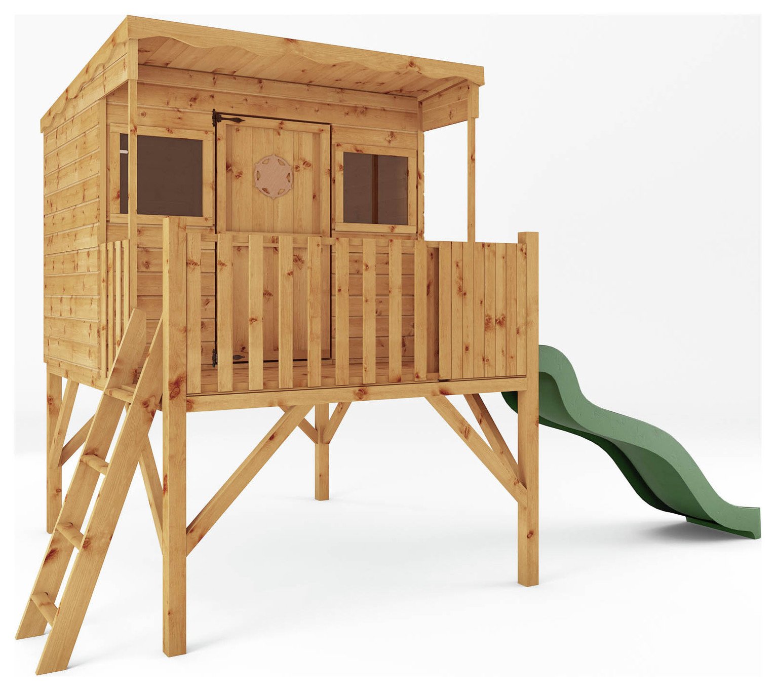 Mercia Garden Products Wooden Playhouse With Tower Slide 