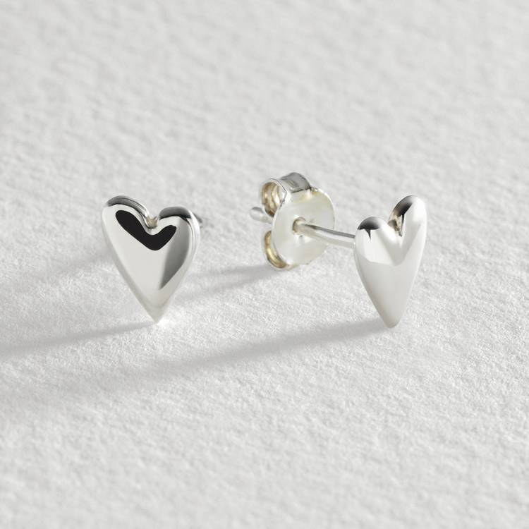 Revere Sterling Silver Elongated Heart Stud Earrings 0