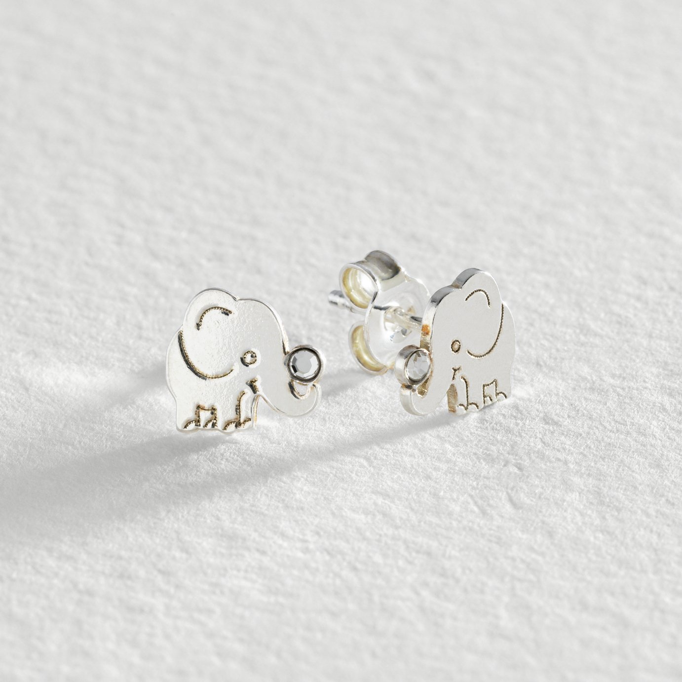 Revere Sterling Silver Crystal Elephant Stud Earrings