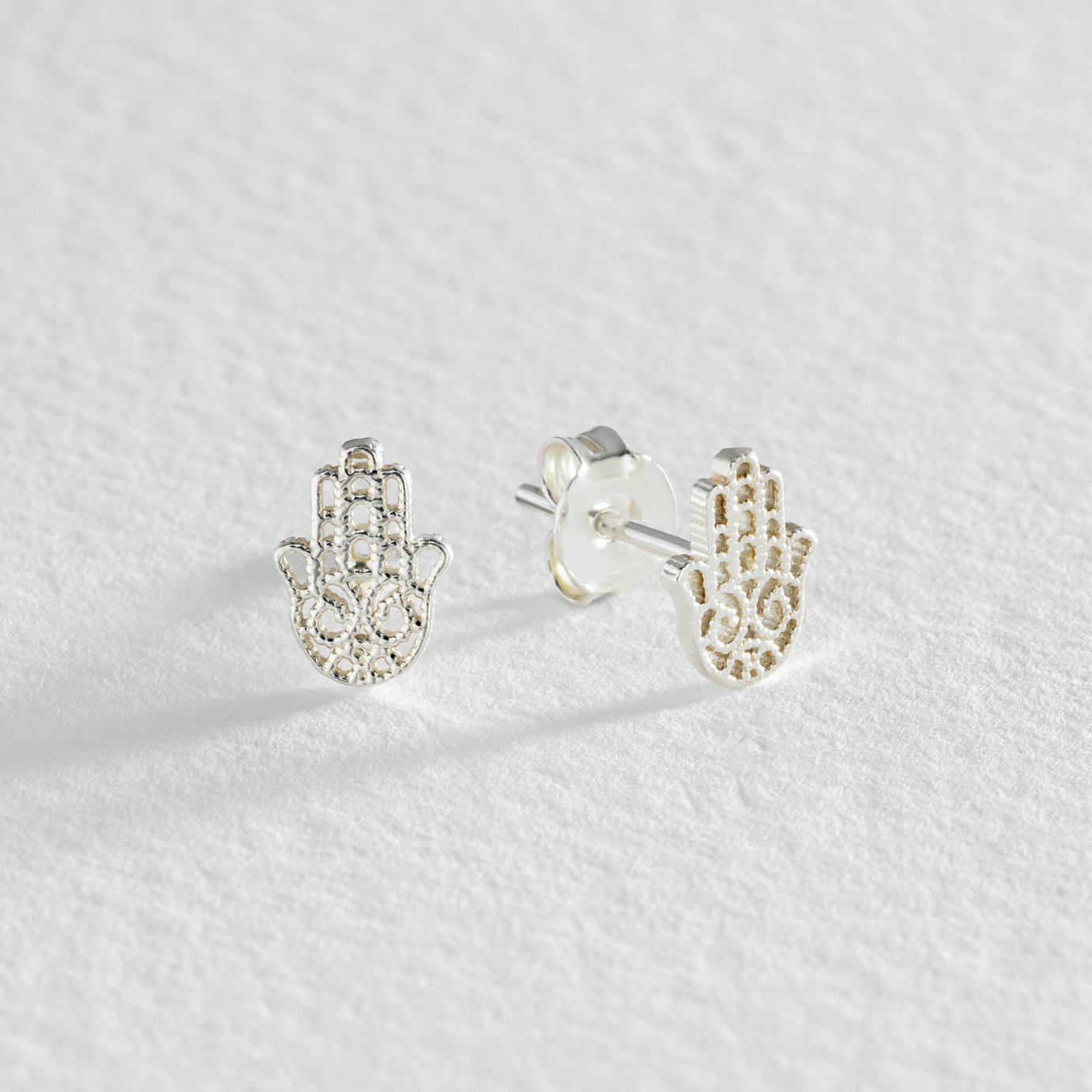 Revere Sterling Silver Mini Hamsa Hand Stud Earrings