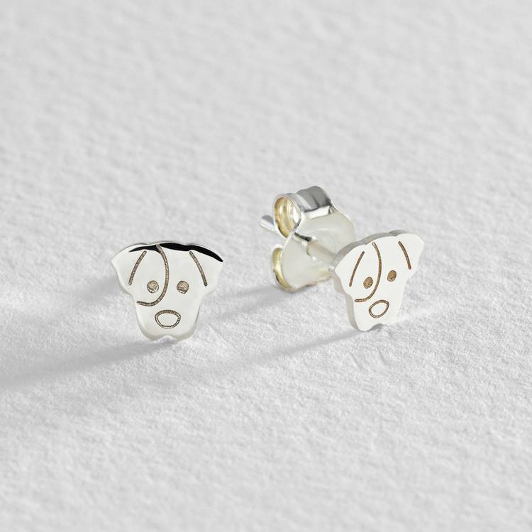 Revere Sterling Silver Dog Shaped Stud Earrings 0
