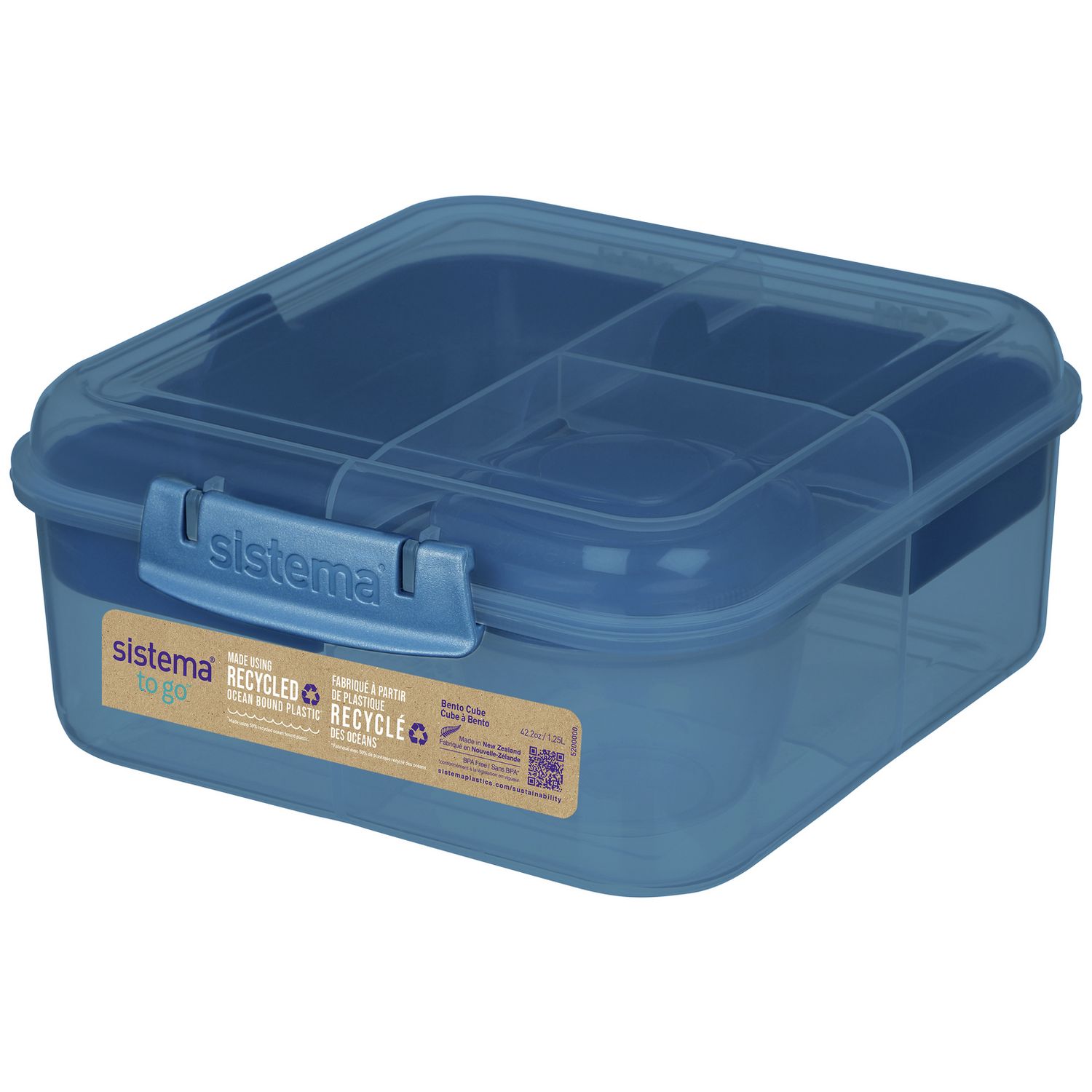 Sistema Ocean Bound Bento Cube Lunch Box 7.7 x 18.6 x 16.8 cm