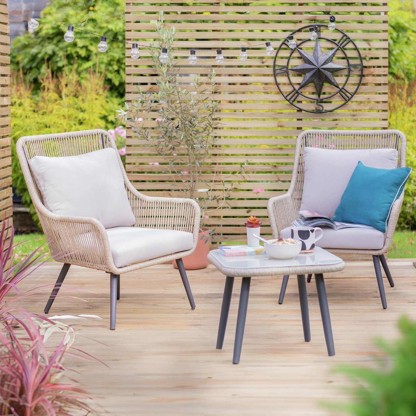 Habitat Malta 2 Seater Rattan Effect Garden Bistro Set 