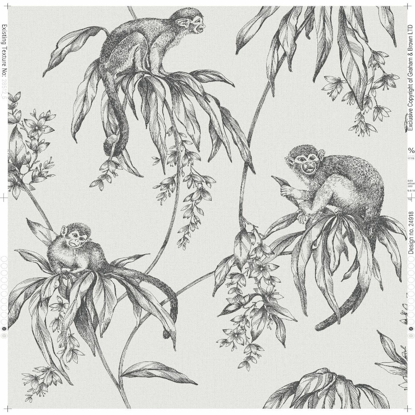 Superfresco Easy Saimiri Anthracite Monkey Wallpaper