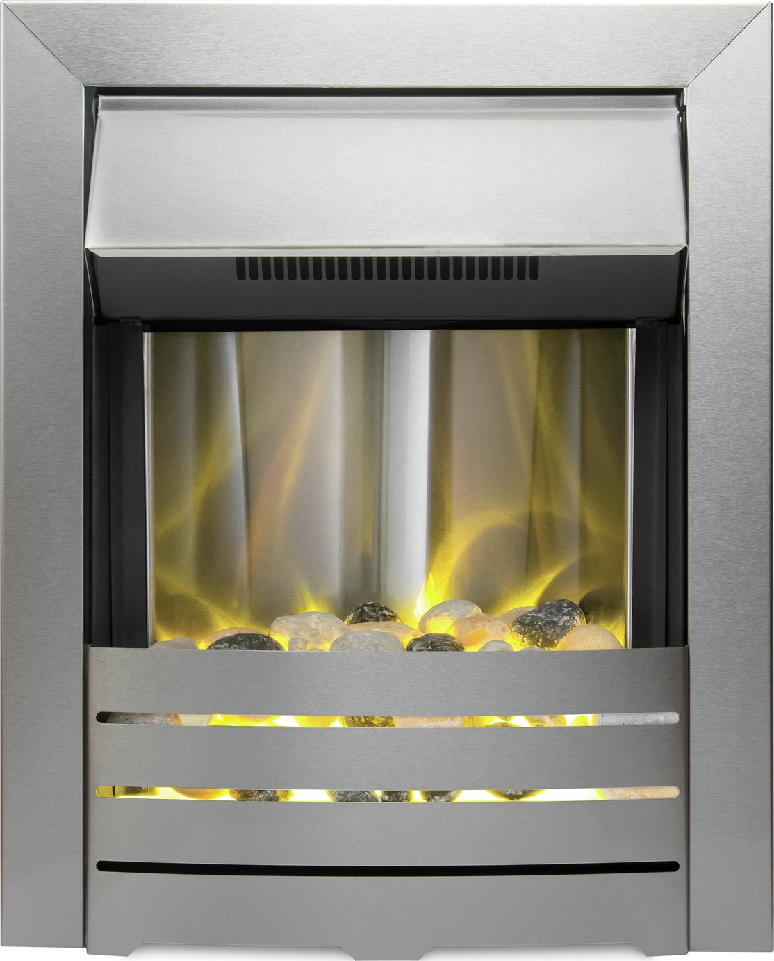 Adam Helios Electric Inset Fire - Brushed Steel