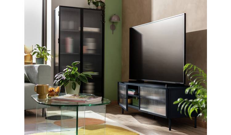 Entertainment unit online with glass doors