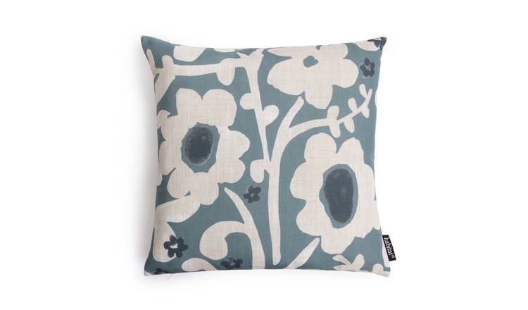 Buy Habitat Floral Botanical Printed Cushion Blue 43x43cm Cushions Argos