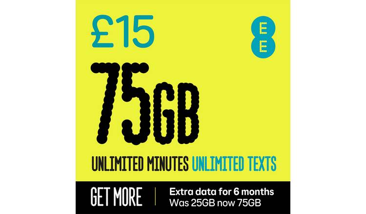 EE Extra Data 20GB Pay As You Go SIM Card 