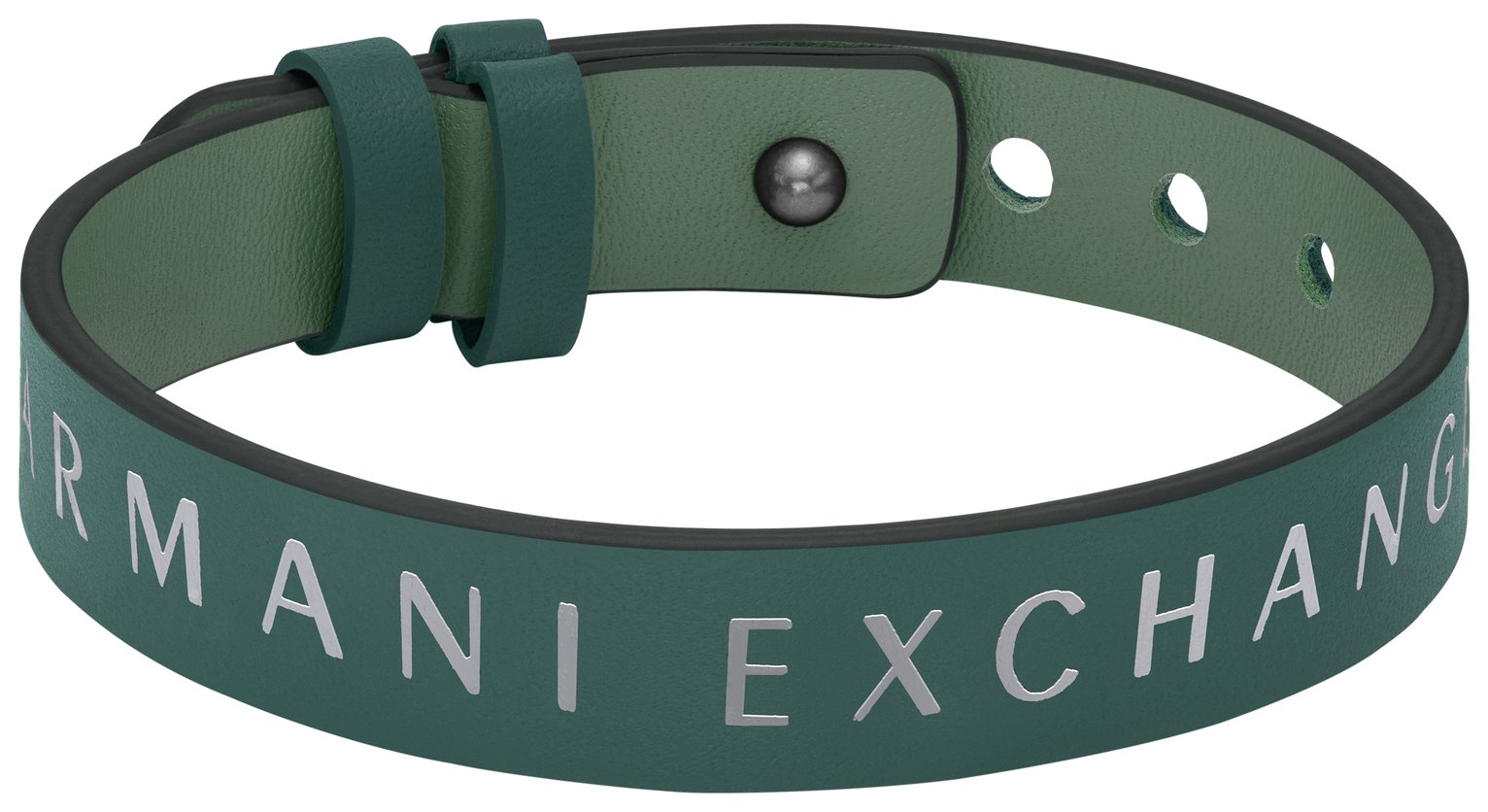 Armani Exchange Men's Green Leather Reversible Bracelet