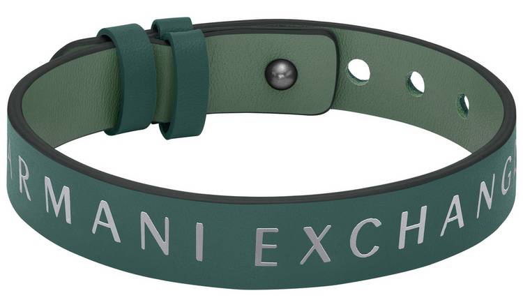 Buy Armani Exchange Men s Green Leather Reversible Bracelet