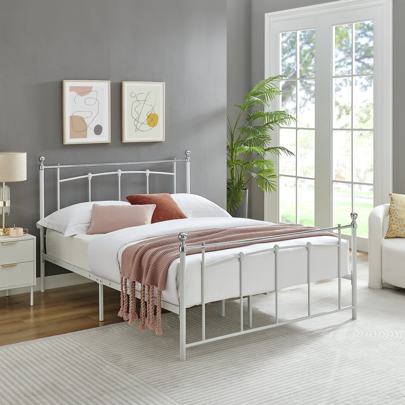 Argos Home Yani Small Double Metal Bed Frame - White