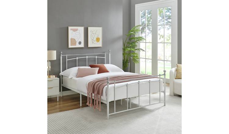 Ikea double deals bed white metal