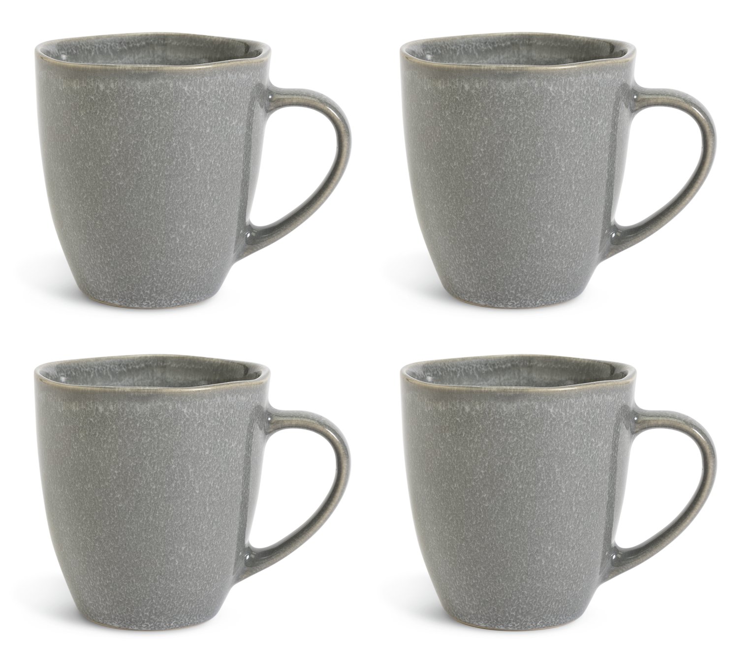 Habitat Set of 4 Stoneware Mugs - Grey Reactive