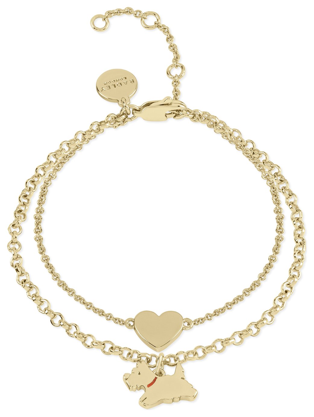 Radley 18ct Pale Gold Plated Heart and Dog Chain Bracelet