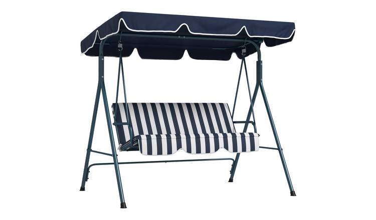 Outsunny Adjustable Canopy Swing Chair with Steel Frame - Blue