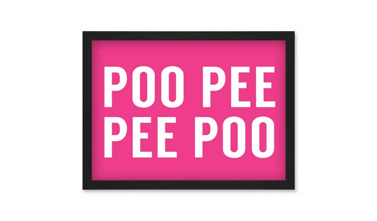 Funny Bathroom Wall Art 'Poo Poo Pee Pee' Sign Framed Art Print - A4