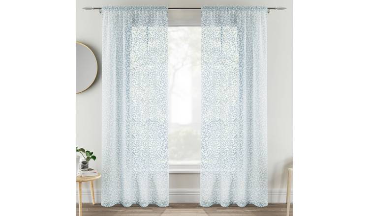 Tyrone Textiles Willow Rod Pocket Voile Panels - 140 x 183cm - Blue