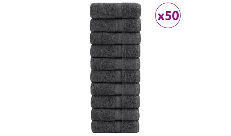 Walplus Pack of 50 Cotton Guest Towels - Anthracite - 30 x 50 cm