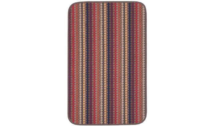 The Rugs Brown Washable Nonslip Striped Rug - 57 x 90cm