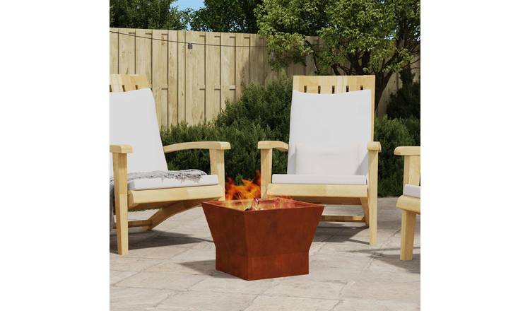 Walplus Steel Fire Pit Weathering - Brown - 40 x 40 x 30 cm