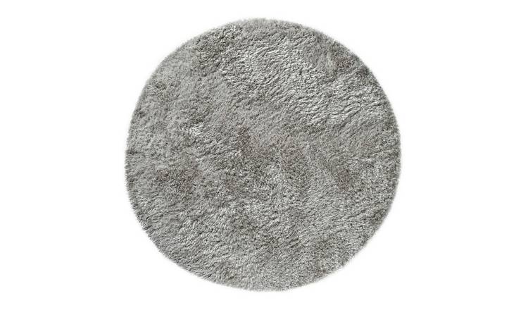 Mega Flooring Silver Shaggy Plain Rug - 70 x 140cm