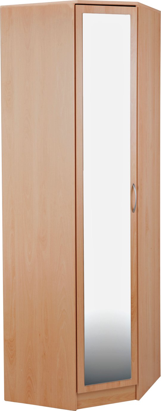 Argos Home Cheval 1 Dr Mirrored Corner Wardrobe - Beech Eff