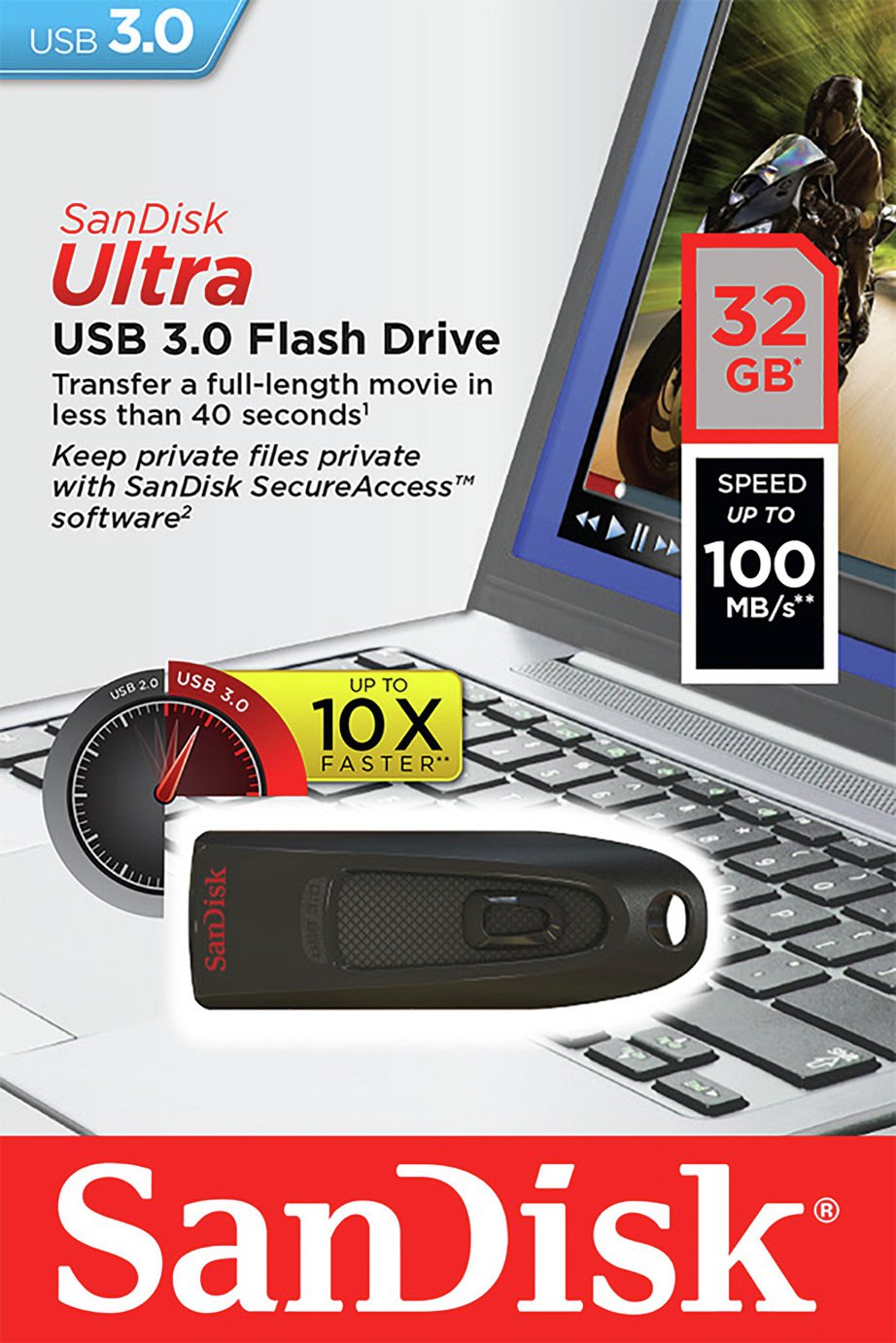 SanDisk Ultra 100 MB/s USB 3.0 Flash Drive - 32GB