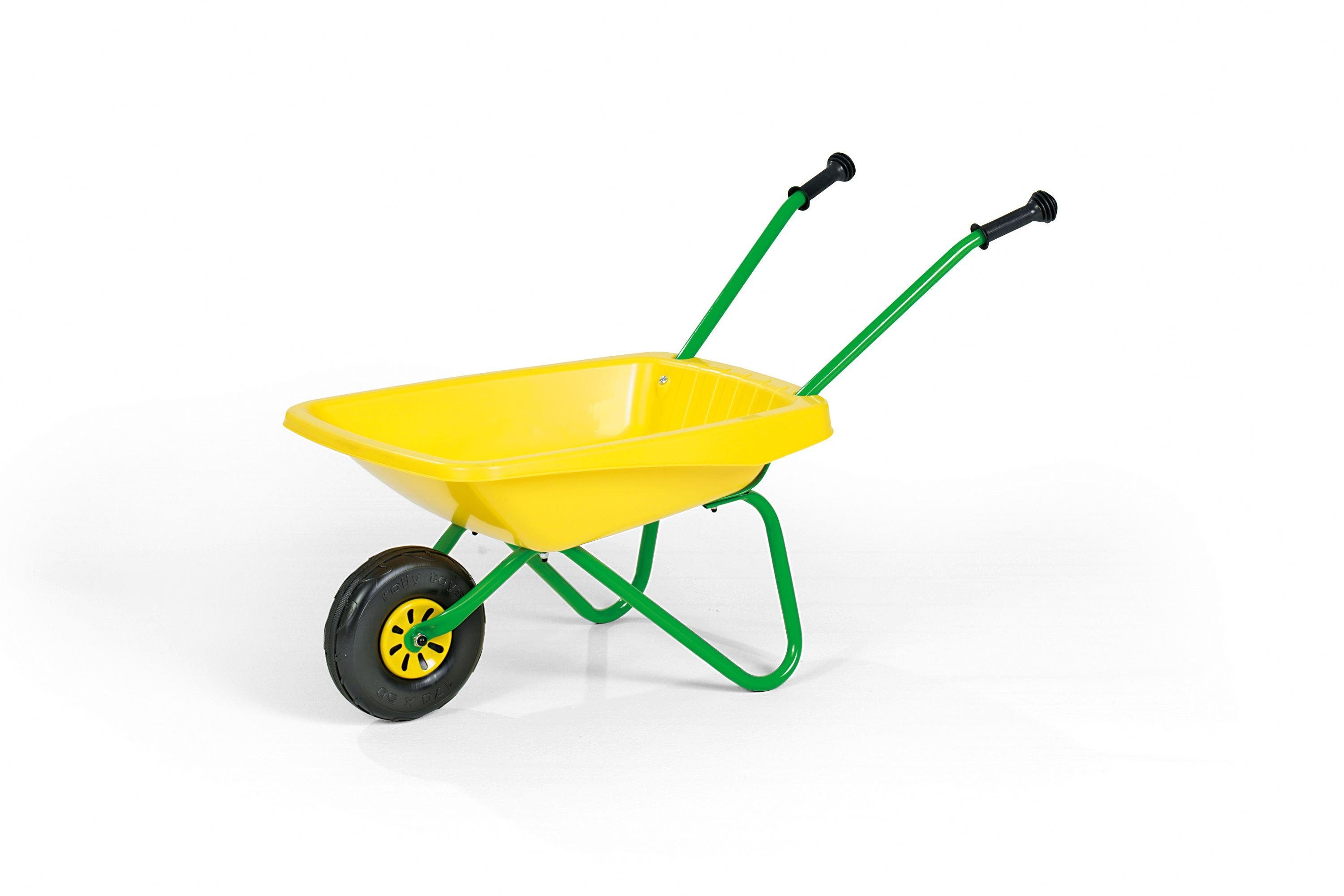 Metal and Plastic Wheelbarrow Toy - Green and Yellow