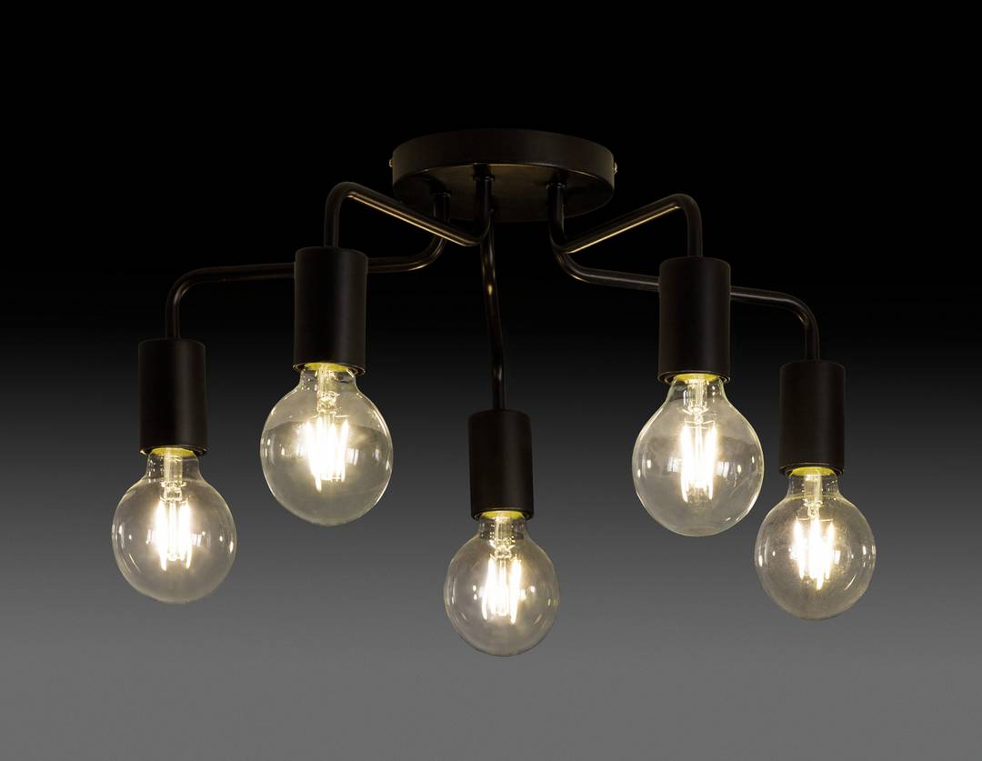 Habitat Rayner 5 Arm Flush to Ceiling Light - Black