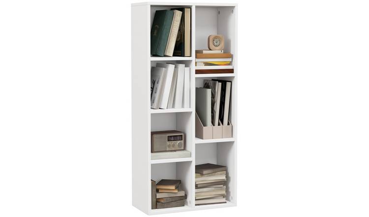 HOMCOM 3 Tier Modern 7 Cubes Freestanding Storage Bookcase - White