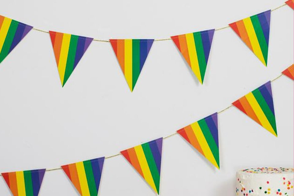 Ginger Ray Pride triangle flag garland.