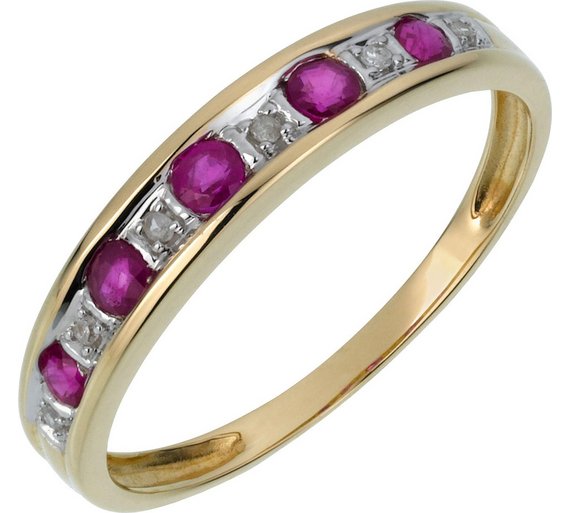 Buy 9ct Gold Ruby and Diamond Half Eternity Ring at Argos.co.uk - Your ...