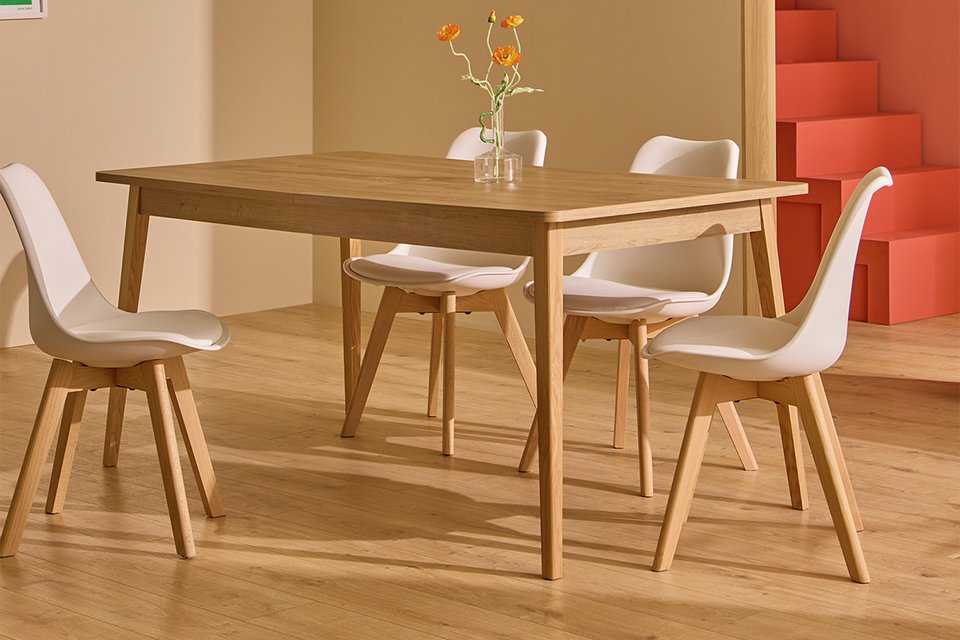 A Habitat Sylas Extending 6 Seater Dining Table in a dining room.