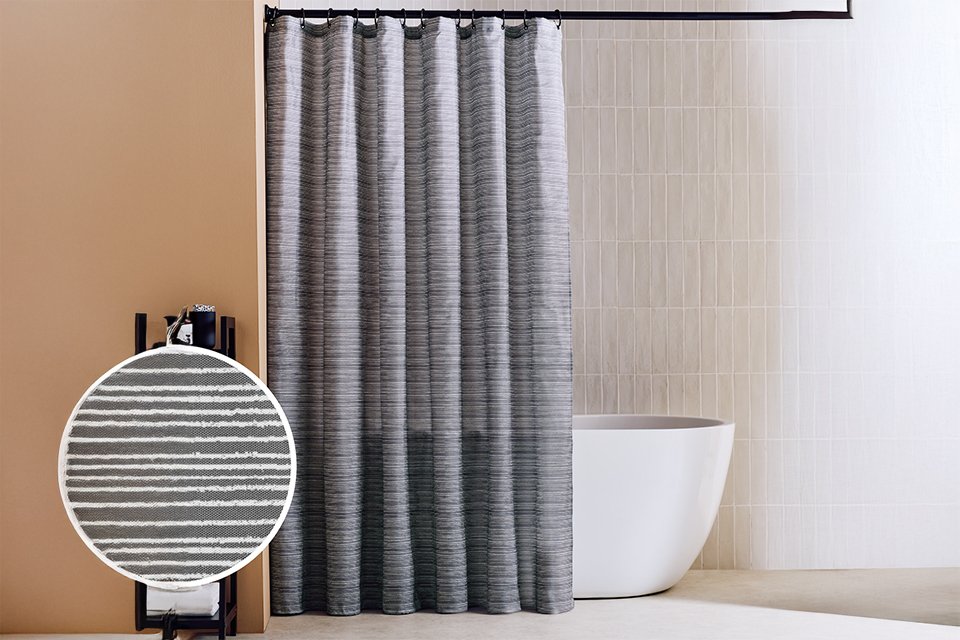 Argos Home Stockholm Stripe Antibacterial Shower Curtain.