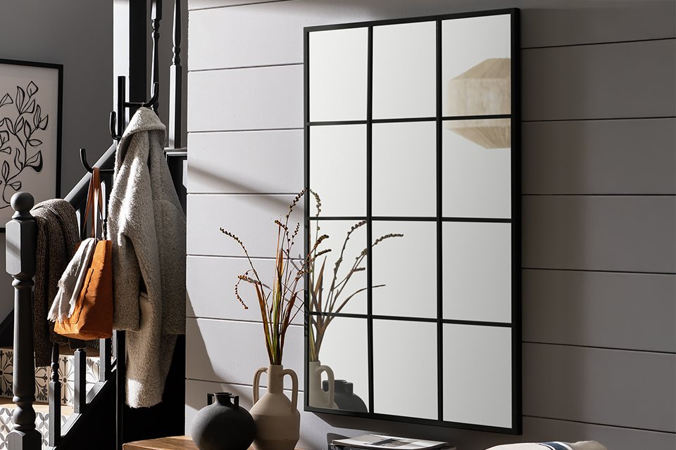 Habitat Black Window Wall Mirror.