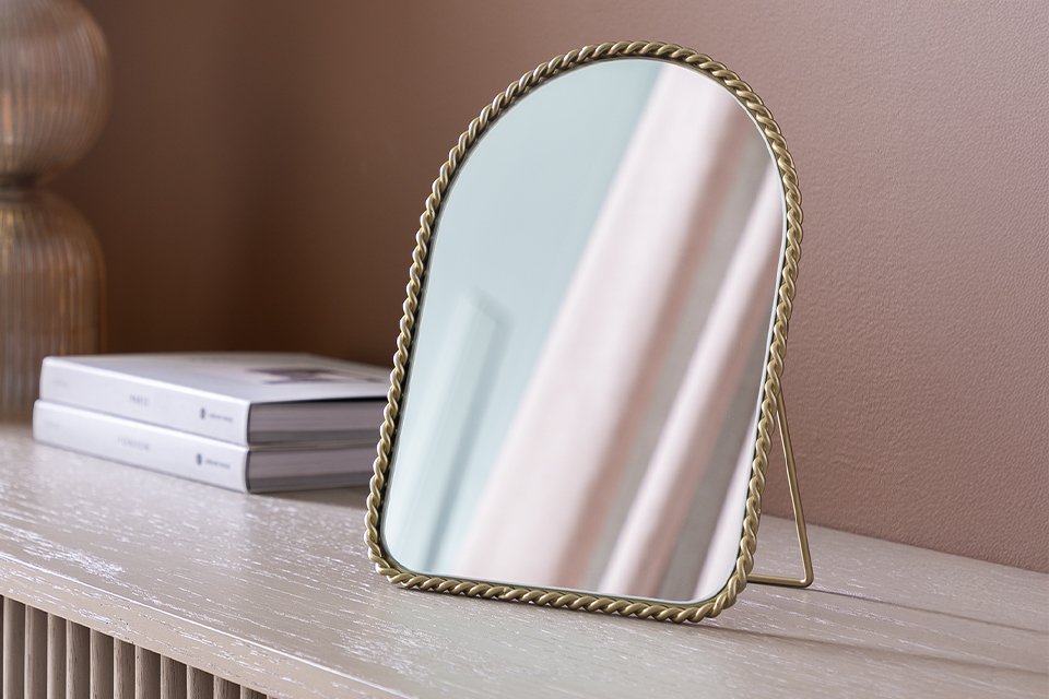 Habitat Gold Rope Twist Arch Dressing Table Mirror.