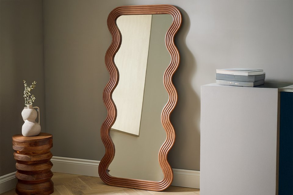 Habitat Wavy Wooden Full Length Wall Mirror.