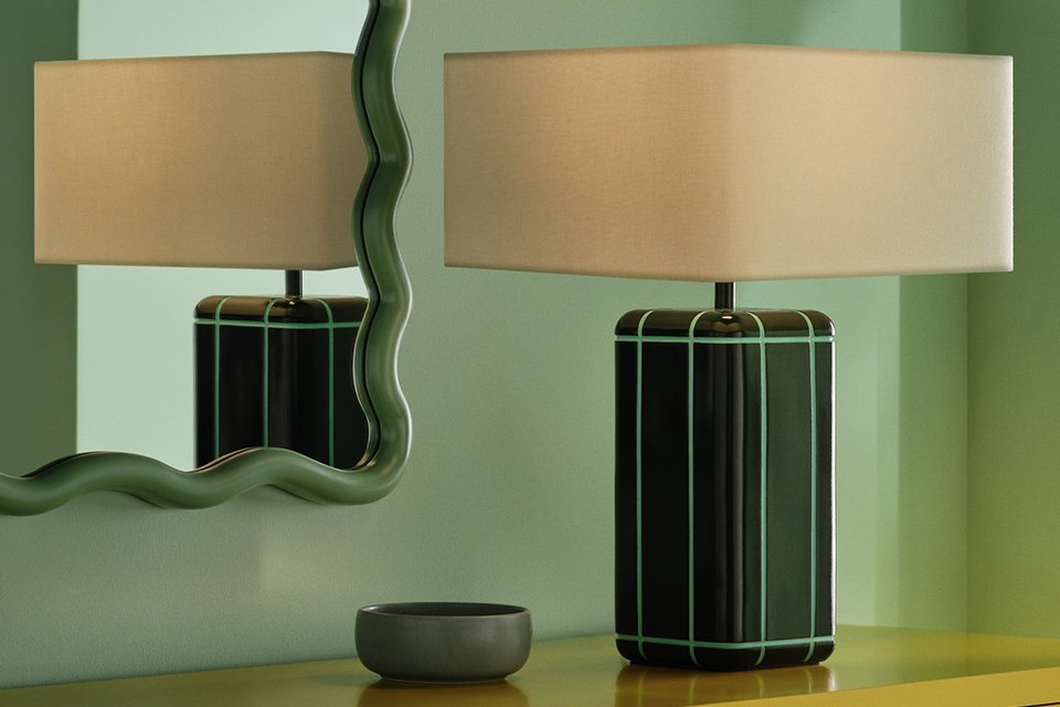 Habitat Metro Large Table Lamp in dark Green.