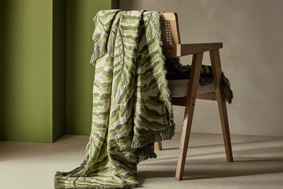 Habitat x Scion Attolo Throw in brown colour.